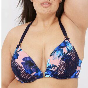 Cacique Boost Plunge Bra 40DD Women Padded Underwire Front Closure Plus Size